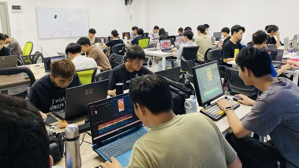 Workstations inside the Guangzhou production base